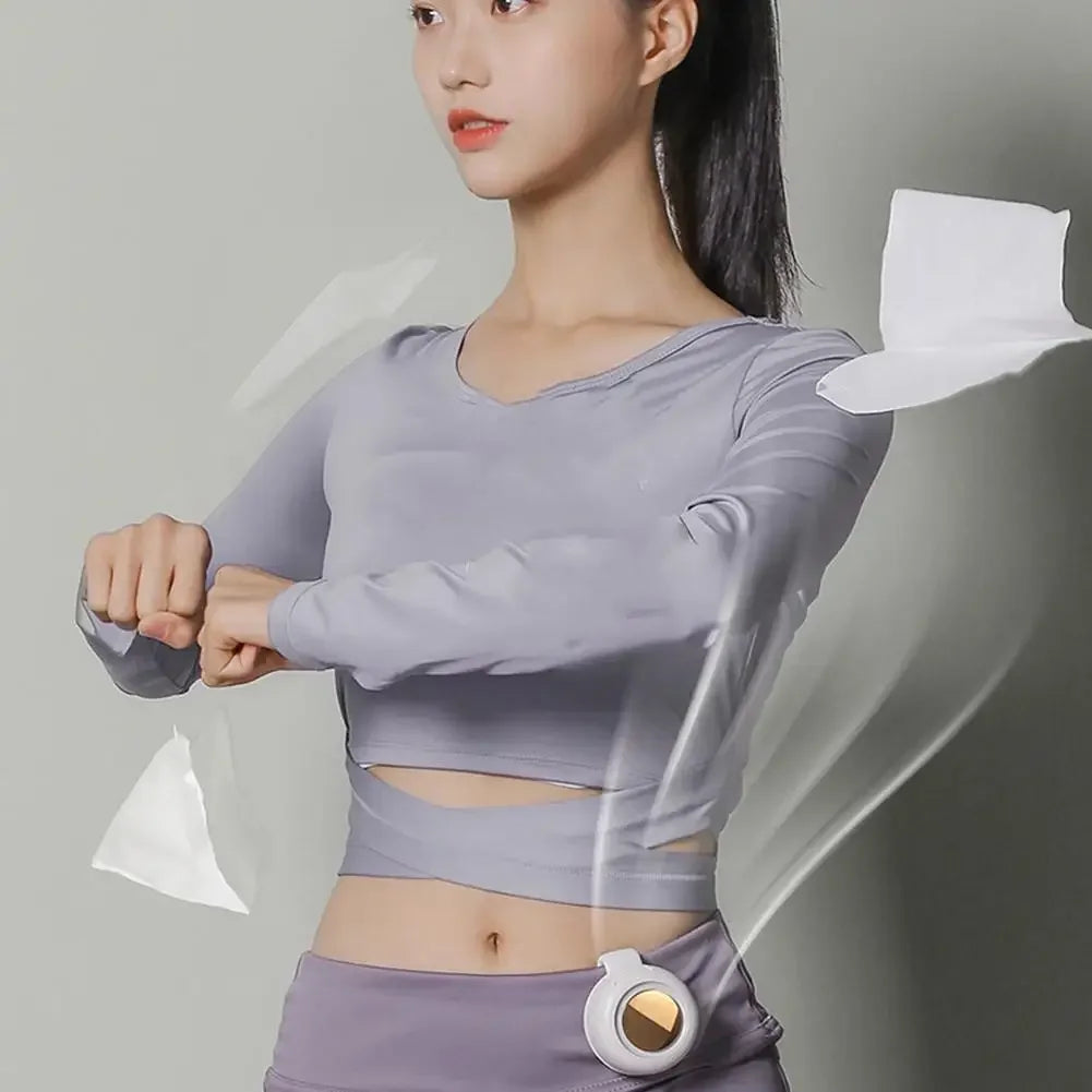 Clip On Waist Mini Bladeless Fan Portable Hands Free Silent 3 Speed Cooling for Outdoor Camping Hiking Office