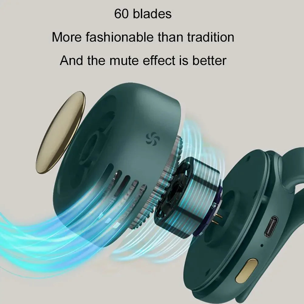 Clip On Waist Mini Bladeless Fan Portable Hands Free Silent 3 Speed Cooling for Outdoor Camping Hiking Office