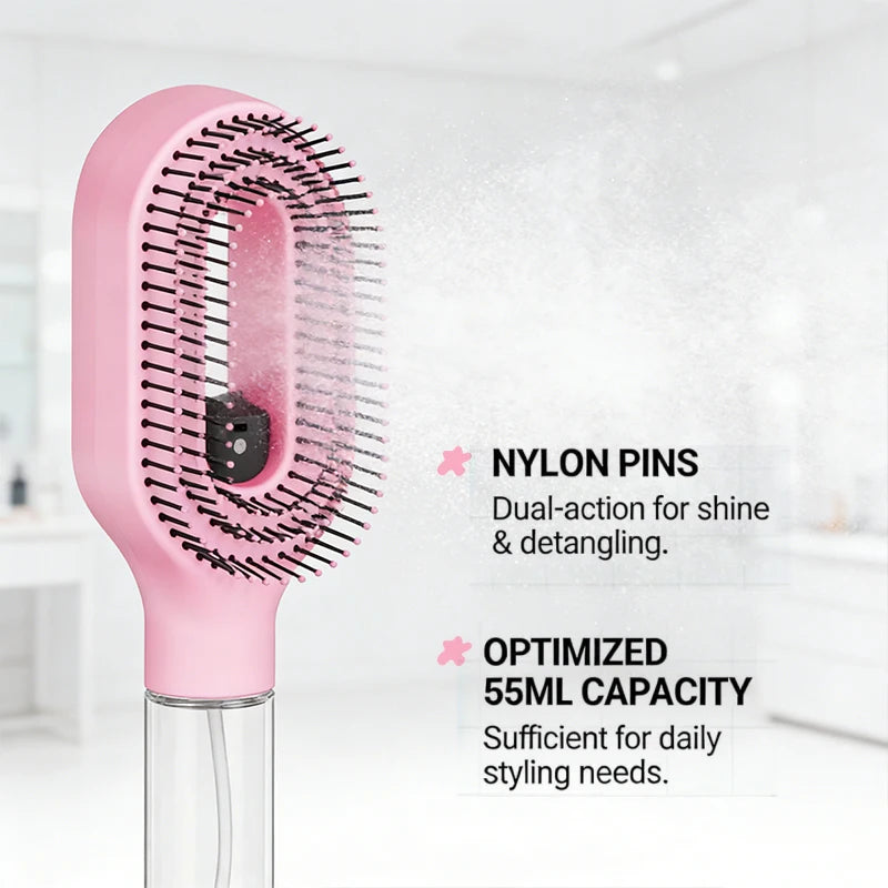 2Pcs/Set 2-in-1 Multi-functional Spray Bottle Comb Anti-static wet Dry Scalp Massage Bristle Comb,Salon Fluffy Modeling Comb