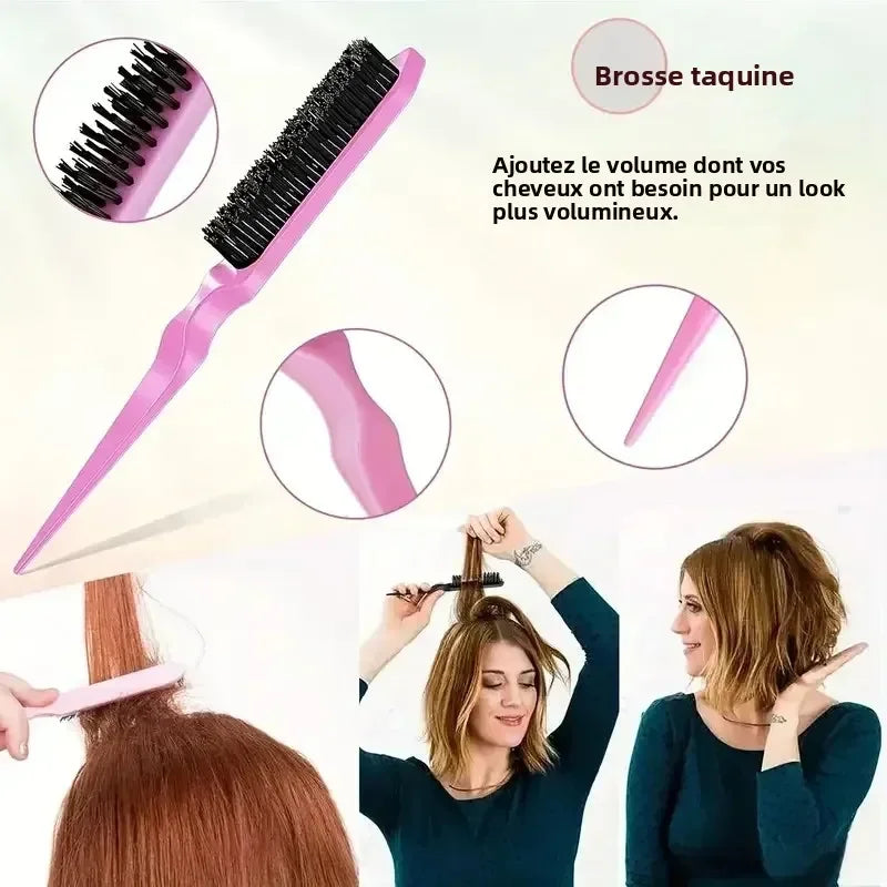 4-Piece 2-in-1 Detangling & Hydration Styling Set:Massage Comb Curved Rat Tail Comb Edge Control Brush - Perfect for Salon