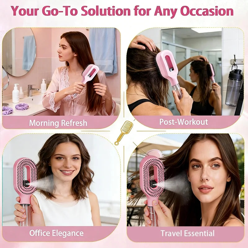 2Pcs/Set 2-in-1 Multi-functional Spray Bottle Comb Anti-static wet Dry Scalp Massage Bristle Comb,Salon Fluffy Modeling Comb