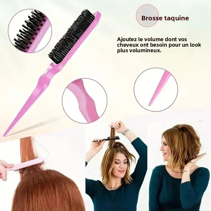 4-Piece 2-in-1 Detangling & Hydration Styling Set:Massage Comb Curved Rat Tail Comb Edge Control Brush - Perfect for Salon