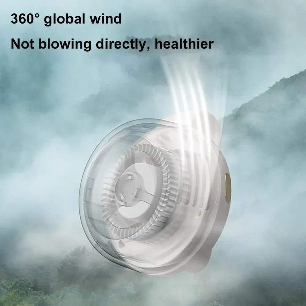 Clip On Waist Mini Bladeless Fan Portable Hands Free Silent 3 Speed Cooling for Outdoor Camping Hiking Office