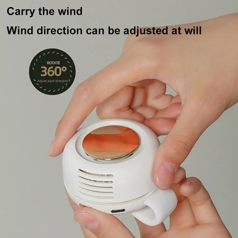 Clip On Waist Mini Bladeless Fan Portable Hands Free Silent 3 Speed Cooling for Outdoor Camping Hiking Office