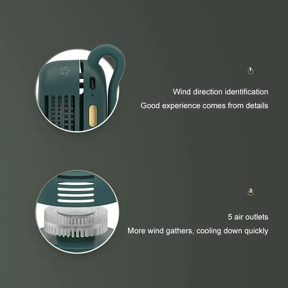 Clip On Waist Mini Bladeless Fan Portable Hands Free Silent 3 Speed Cooling for Outdoor Camping Hiking Office
