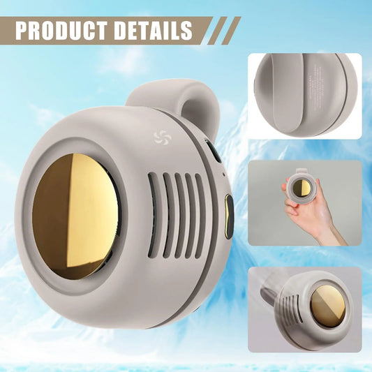 Clip On Waist Mini Bladeless Fan Portable Hands Free Silent 3 Speed Cooling for Outdoor Camping Hiking Office
