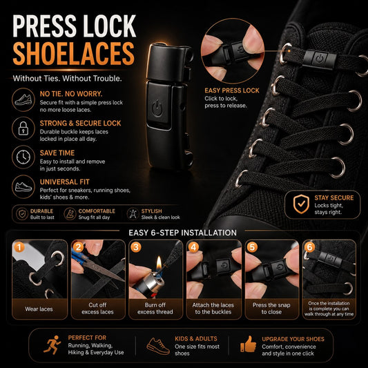 Press Lock Shoelaces Without Ties